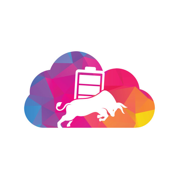 牛电池云形状概念矢量标志设计模板。图片下载