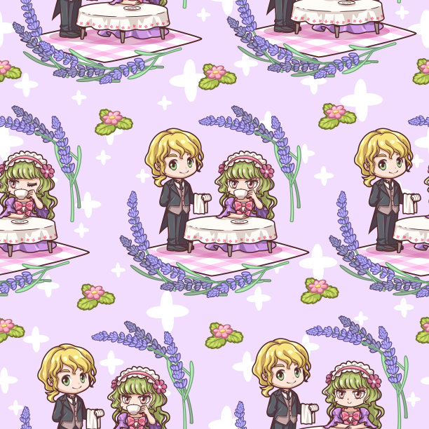 女士和管家模式的茶点时间图片下载