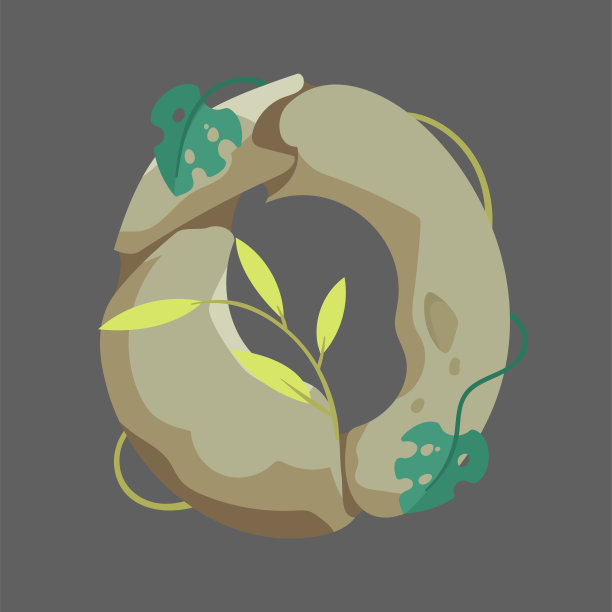 石头字母O矢量插图图片下载