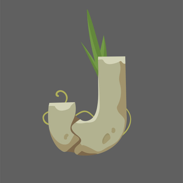 石头字母J矢量插图图片下载