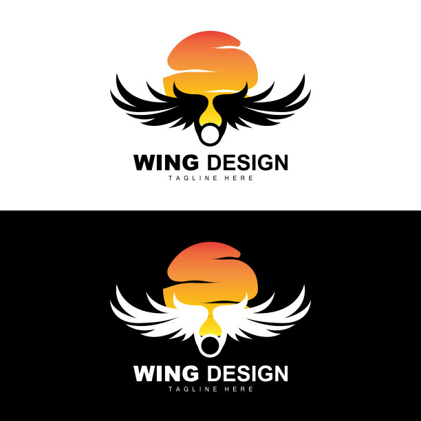 翅膀标志，凤凰标志，鸟翅膀矢量，模板插图，翅膀品牌设计图片下载