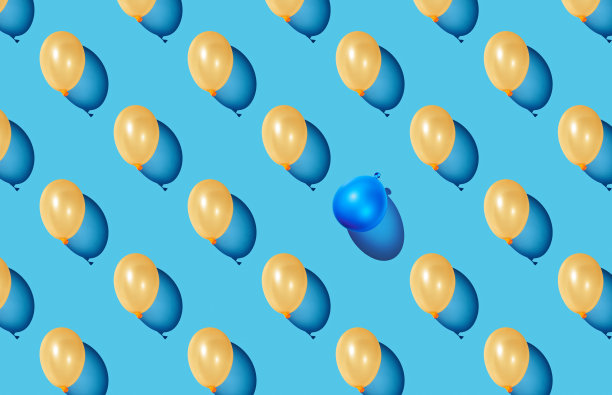 蓝色粉彩背景上的黄色气球图案图片下载