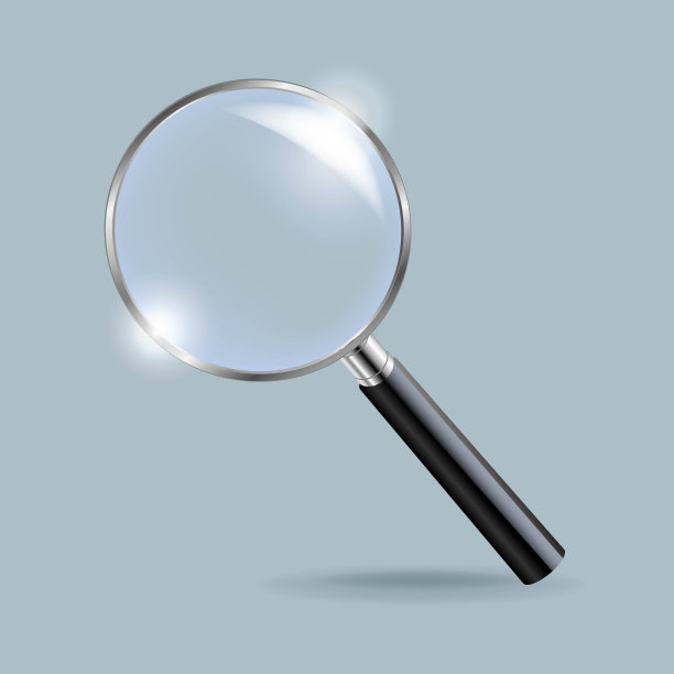 蓝色背景放大镜图片下载