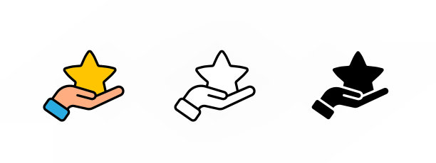 一组手拿星星图标。费率概念说明图片下载