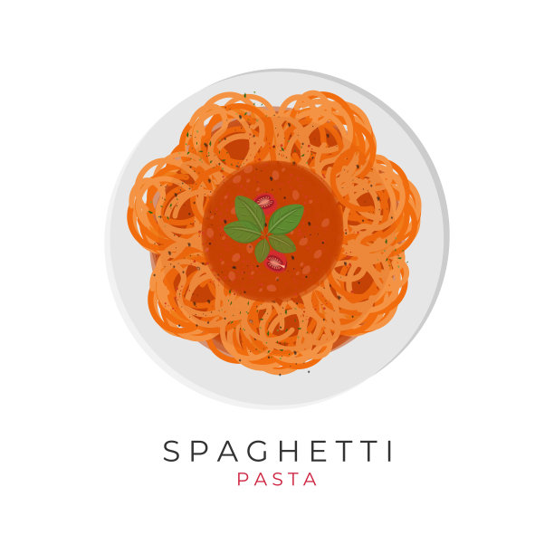 意大利面插图与美味的肉酱图片下载