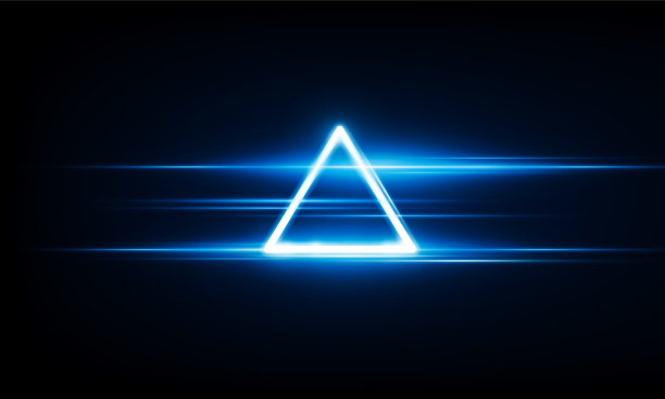 摘要钥匙开门熄灯技术与霓虹灯三角形结合。Hitech通信理念创新背景，矢量设计图片下载