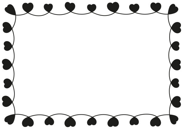 装饰性框架与手绘黑色心形。图片下载