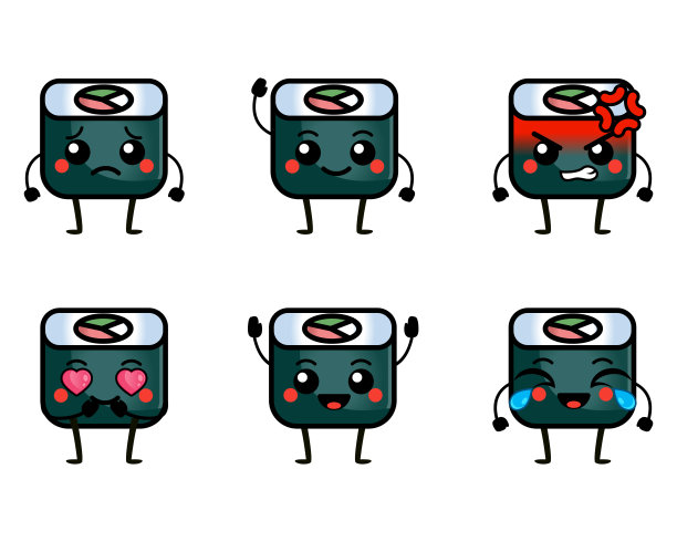 有趣的寿司卷人物，可爱的脸图片下载