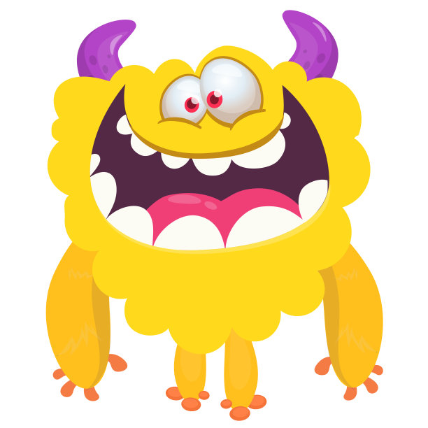 有趣的卡通微笑怪物角色。可爱和快乐的外星生物的插图。万圣节设计图片下载