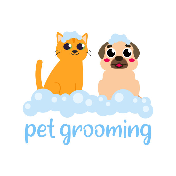 宠物美容，猫和狗洗澡矢量插图图片下载