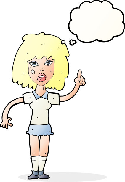 卡通女强人的想法与思想泡沫图片下载