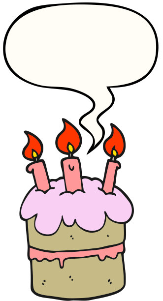 带有语音泡泡的卡通生日蛋糕图片下载