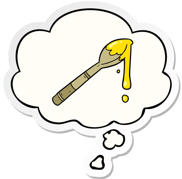 卡通匙蜂蜜与思想泡泡作为一个印刷贴纸图片下载