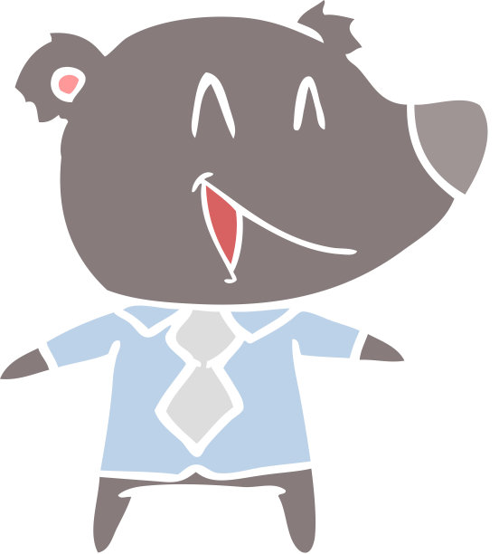 平面色彩风格的卡通熊在衬衫和领带图片下载