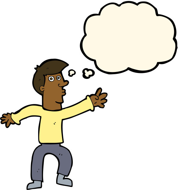 卡通人物与思考泡泡图片下载