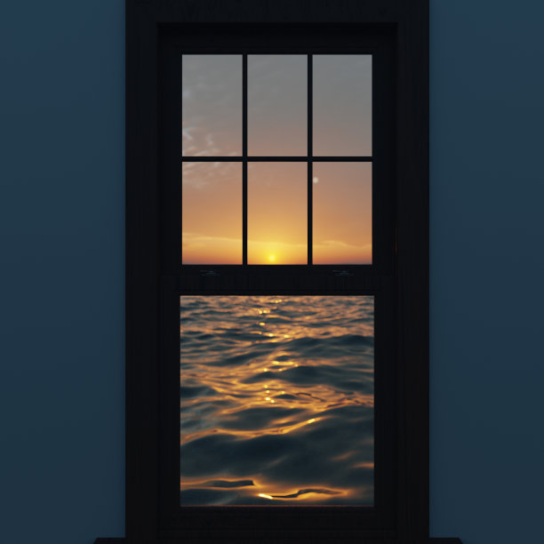天空和海洋，隔着一扇窗图片下载