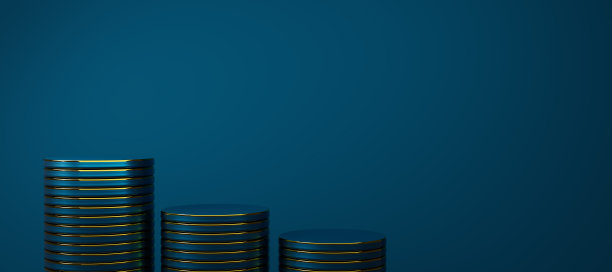 领奖台空几何形状在蓝色组成的现代舞台展示和极简主义的模型，抽象的展示背景，概念3d插图或3d渲染图片下载