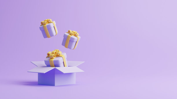 淡紫色背景的礼盒图片下载