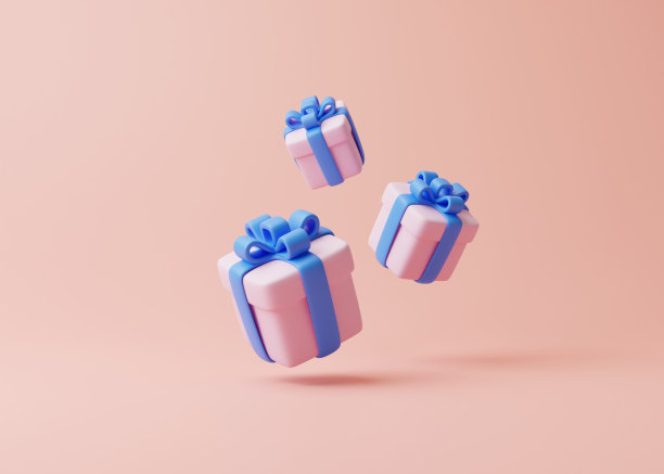 礼品盒以淡粉色为背景图片下载