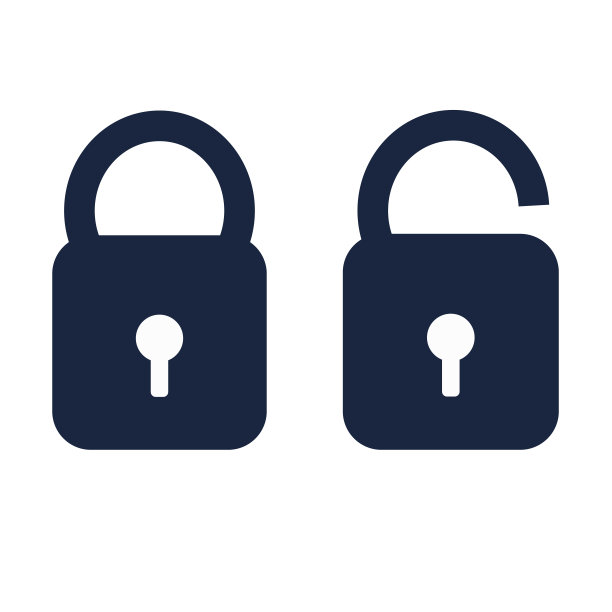 两个矢量图标的挂锁，一个是打开的，另一个是关闭的图片下载