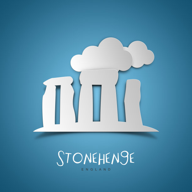 英国的巨石阵。蓝色贺卡。图片下载