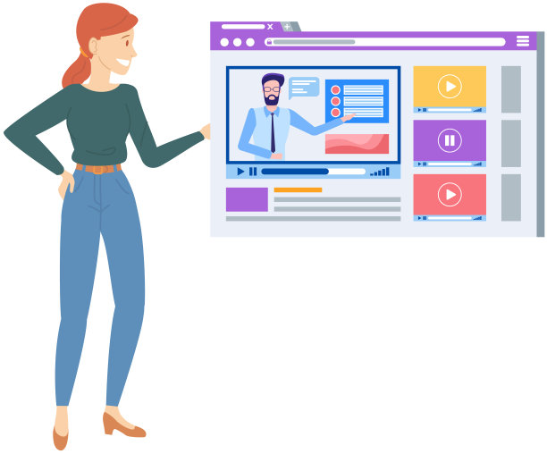 女子使用互联网与老师联系。学生学习视频教程，在线课程图片下载