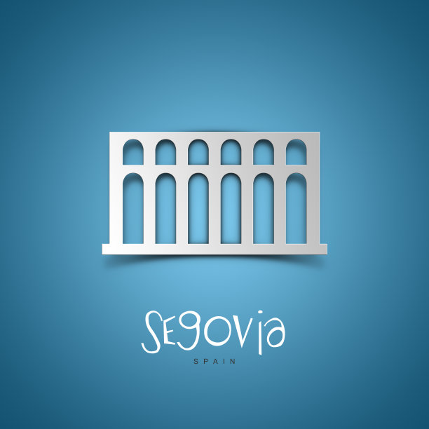 塞戈维亚,西班牙。蓝色贺卡。图片下载