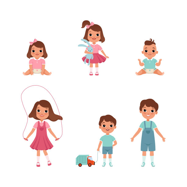 小女孩和小男孩就像蹒跚学步的孩子和婴儿图片下载