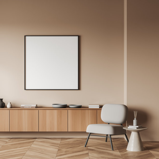 室内有扶手椅和带有装饰的抽屉，模型框架图片下载