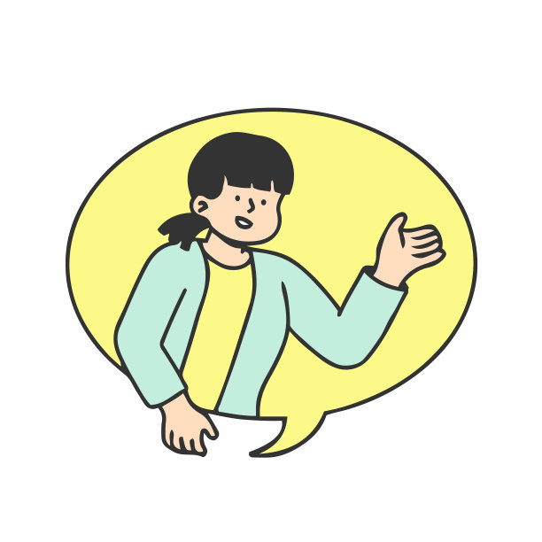 做出问候手势的年轻女子插画：男子打招呼和聊天气泡图片下载