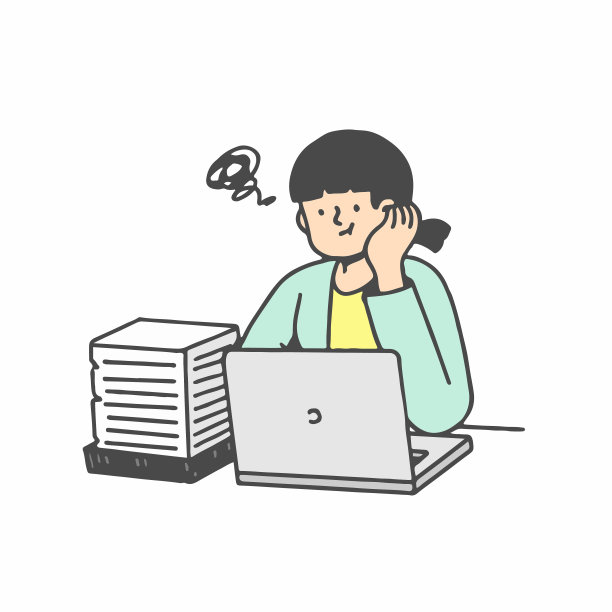 强调工人。精疲力竭的卡通人物担心截止日期。办公室里辛苦的工作，孤独的忙碌的不快乐的女人和桌上成堆的文件。矢量平面图图片下载