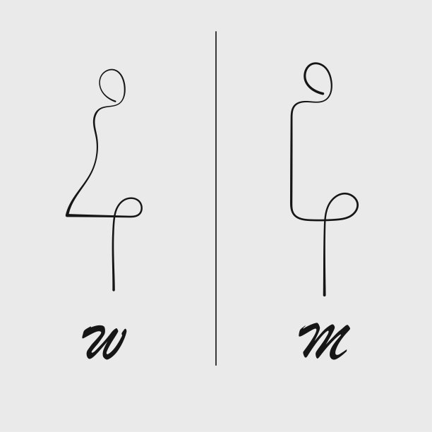 矢量厕所标志极简主义设计，适合网站、设计、壁纸、背景、社交媒体内容、打印、模型图片下载