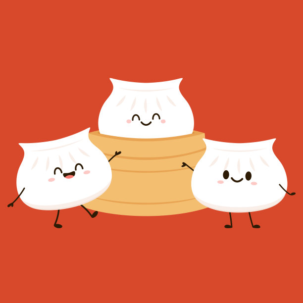 虾饺是中国食物。虾饺人物设计。图片下载