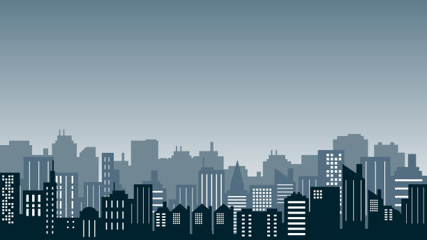 市中心的夜景，周围都是购物中心图片下载