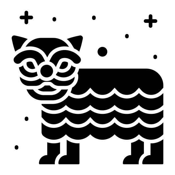 白色背景上孤立的舞狮矢量设计图片下载