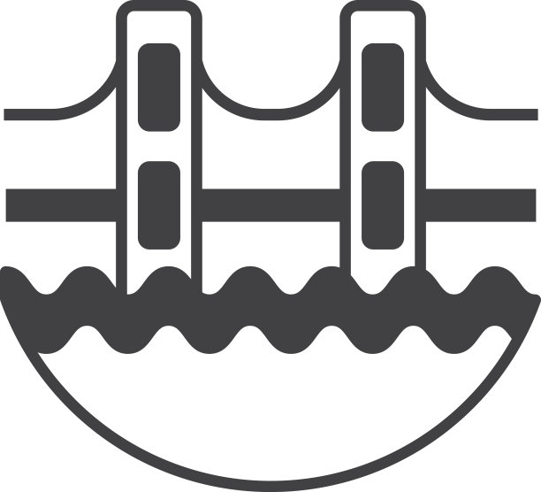 悬索桥和河流插图的极简风格图片下载