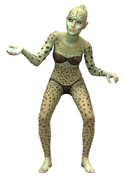 三维渲染女外星人在白色图片下载
