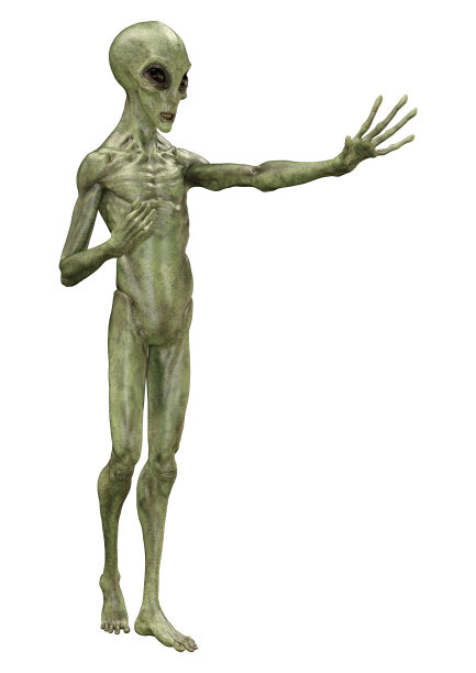三维渲染绿色外星人在白色图片下载