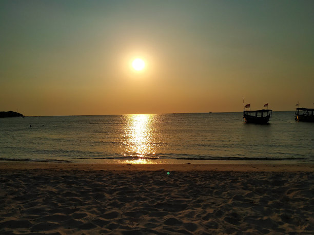 班登岸海滩的日落图片下载