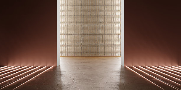 空白场景技术霓虹灯和激光辐射反射背景三维插图现代展厅图片下载