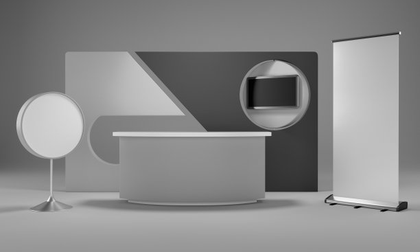 展位设计，展位模型及横幅，三维渲染图片下载