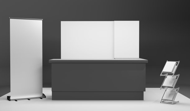 展位设计，展位模型及横幅，三维渲染图片下载