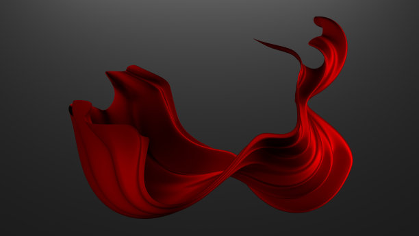 抽象红布飘落。缎子织物在风中飞舞图片下载