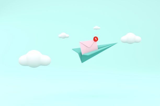纸飞机上的邮件信封图标隔离。图片下载