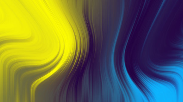 液体流体抽象几何形状黄色和蓝色4K背景图片下载