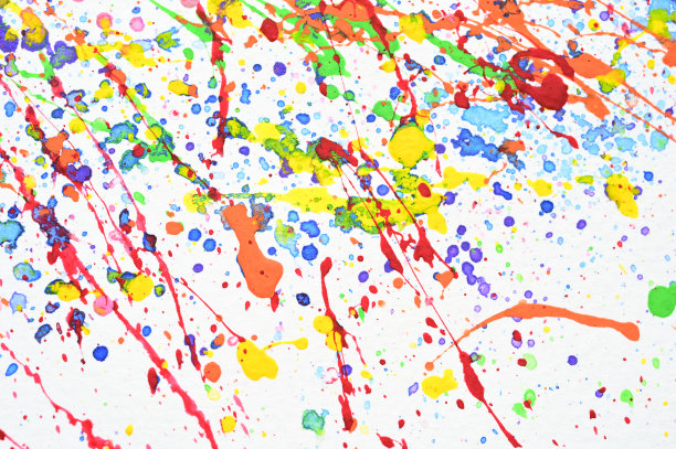 水彩溅在白纸上，五彩缤纷的艺术设计图片下载