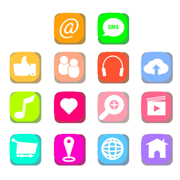 一组名片图标。姓名，电话，手机，位置，地点，邮件，传真网页联系我们信息沟通图片下载