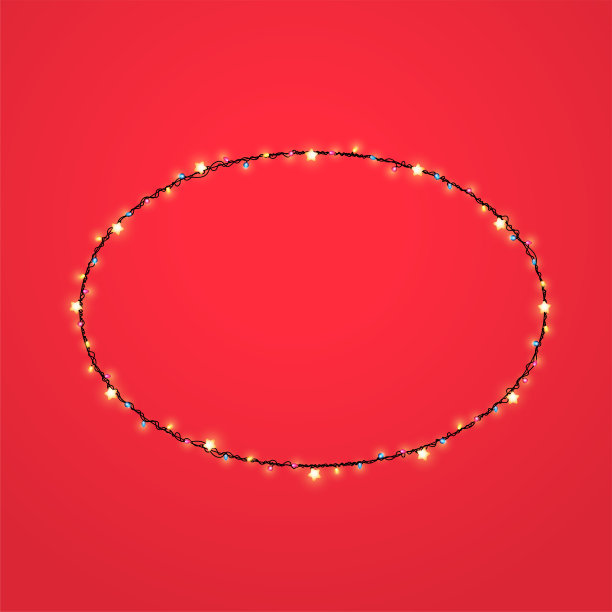 圣诞灯串椭圆形的红色背景图片下载