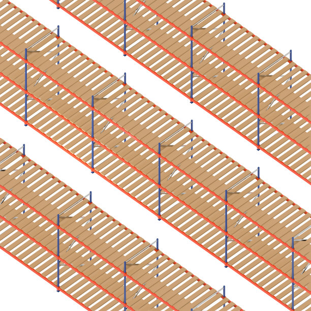 空仓库货架架在白色背景等距3d渲染图片下载