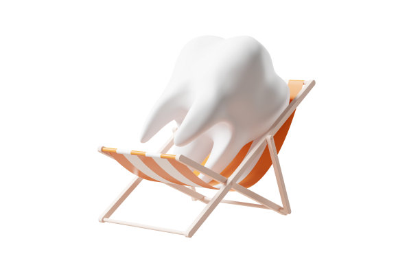 沙滩椅上的牙齿，3d渲染。图片下载